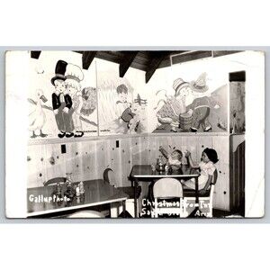 Postcard RPPC Santa Claus Arizona Christmas Tree Inn Interior View Posted 1953